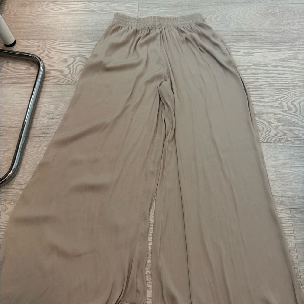 Zara Taupe Flowy Wide-Leg Pants